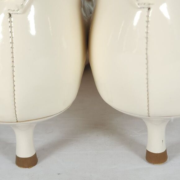 Sam Edelman Women's Kaya US7 Off White Leather Pointed Toe Kitten Heel Pump - Picture 15 of 16